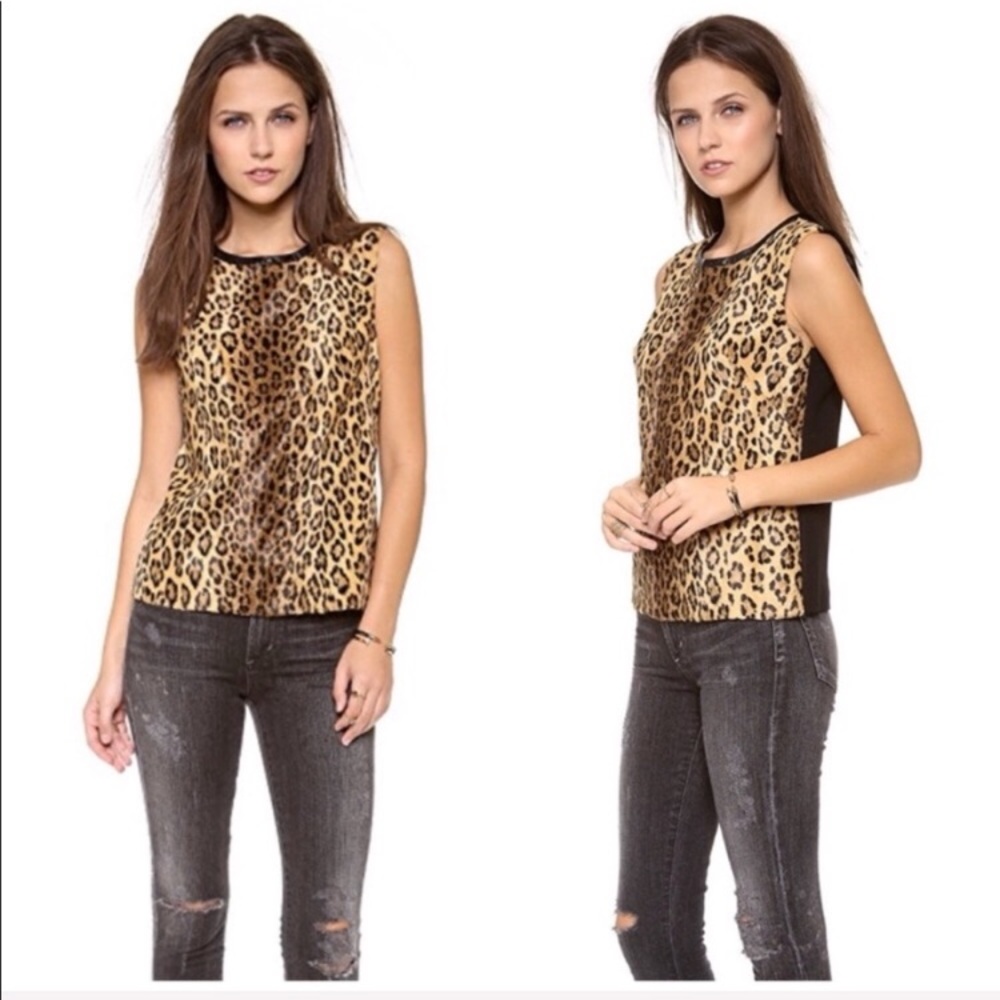 Milly Faux Fur Leopard Top